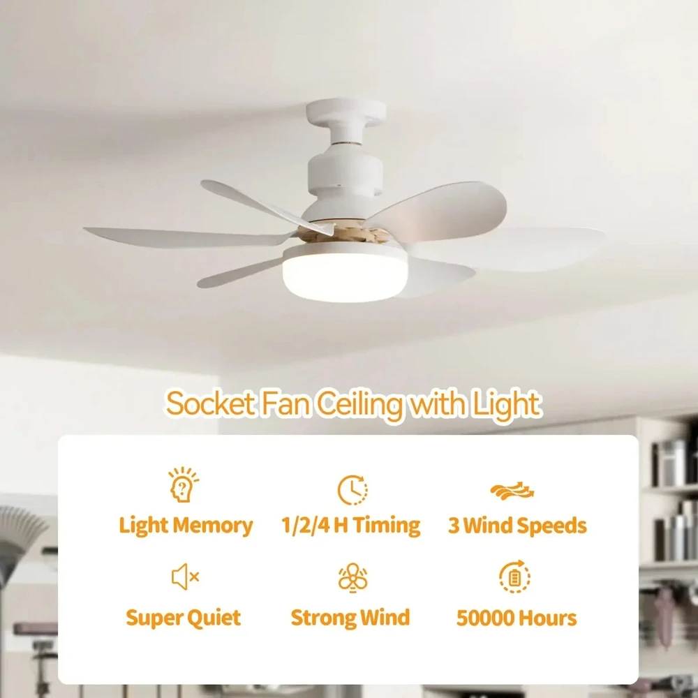 40w Led Ceiling Fan Light Remote Control For Dimming Screw Ceiling Fan With Light Remote Socket Fan Bathroom Bedroom Kitchenfor