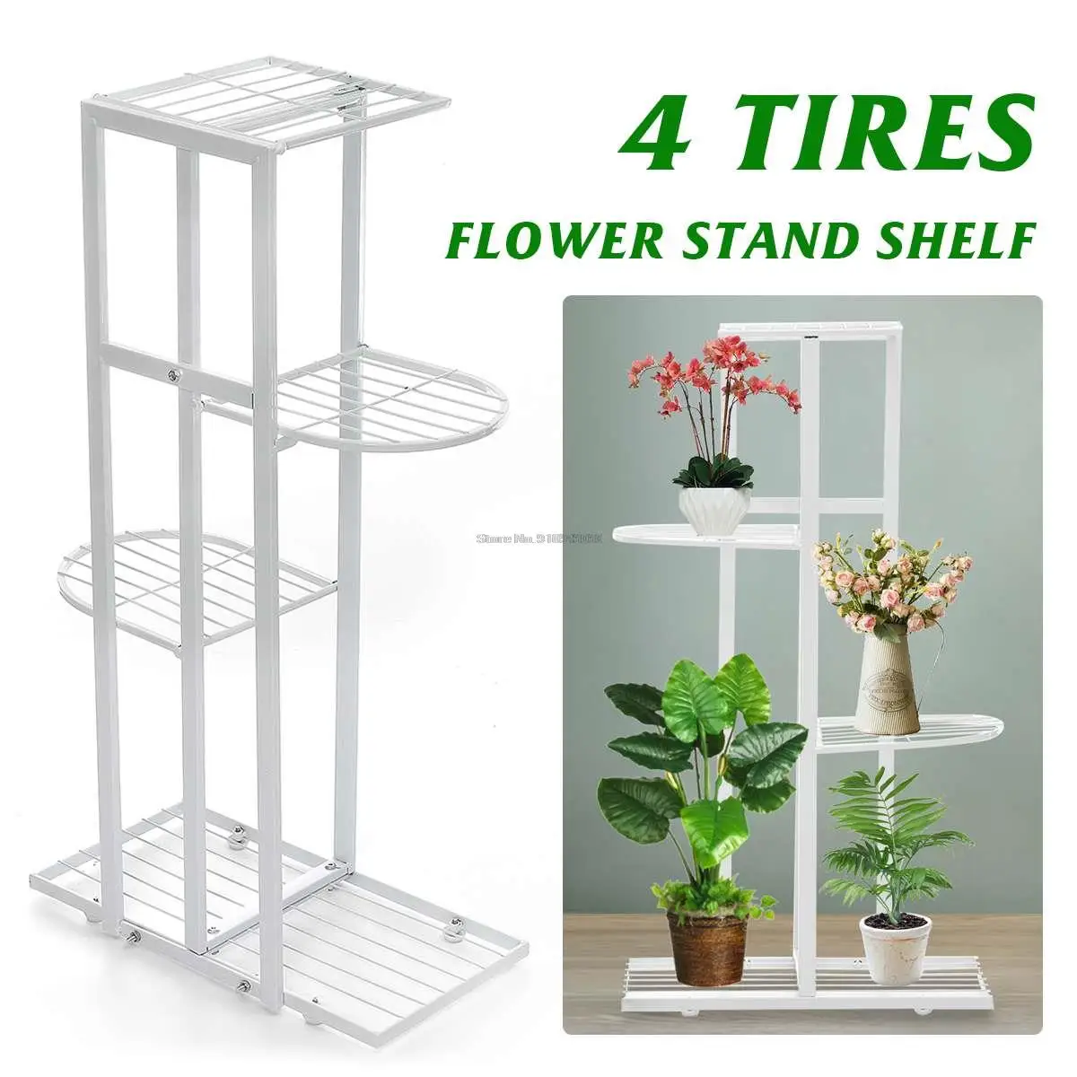 

4 Tier Household Wrought Iron Craft Multi-layer Plant Stand With Four Sides of Fence Rack Balcony Indoor Garden Flower Pot Shelf