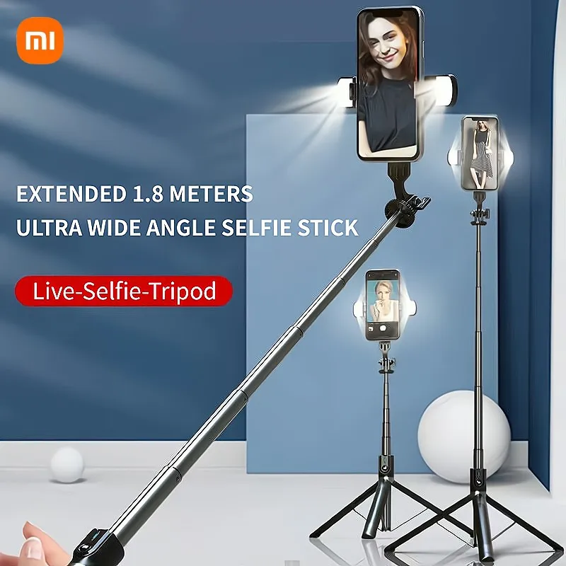 Xiaomi Selfie Stick Tripod 1.8 Meters Portable Bluetooth Remote Control with Fill Light Handheld Multifunctional Bracket