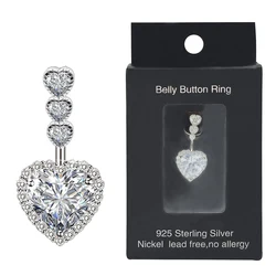 925 Sterling Zilveren Hart Navel Ringen Fijne Navel Ringen Voor Vrouwen Buik Ring Body Piercing Sieraden