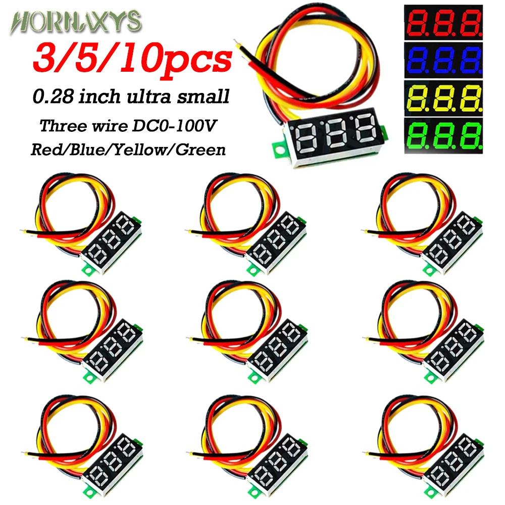 DC LED Digital Voltmeter 0-100V 0.28 Inch Voltage Meter for Auto Car Mobile Power Tester Red Green Blue Yellow 12V