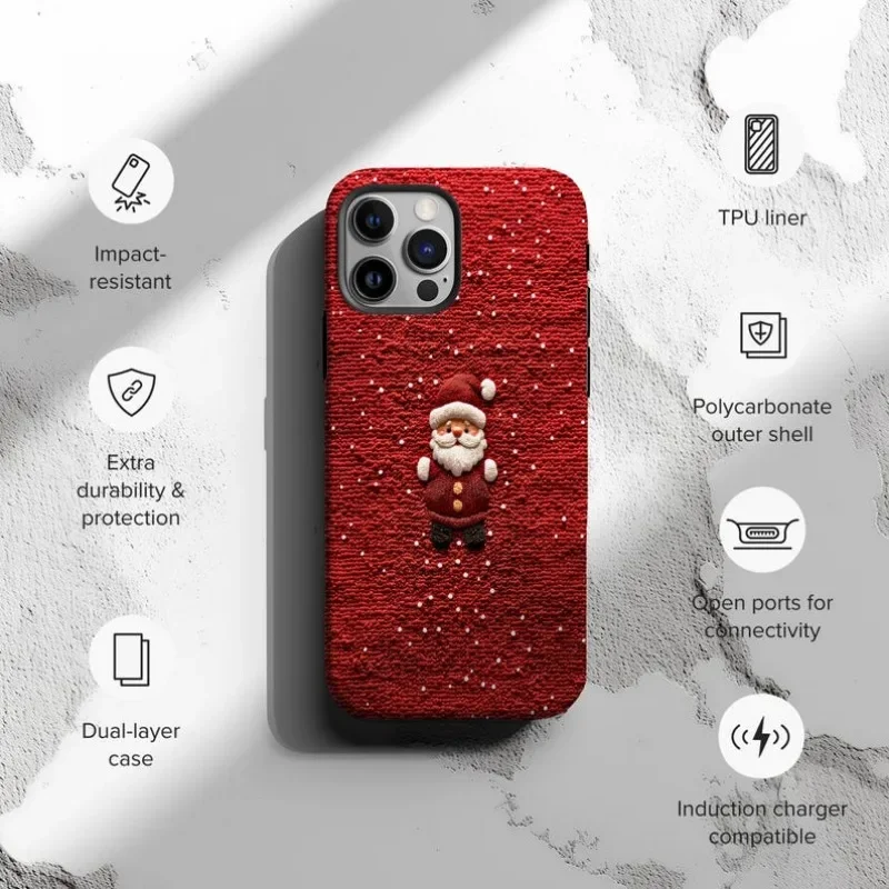 Santa Claus Christmas Knit Phone Case For IPHONE 16 15PRO MAX 14 13 12 11 Acrylic TPU Two in one magnetic Phone Cases