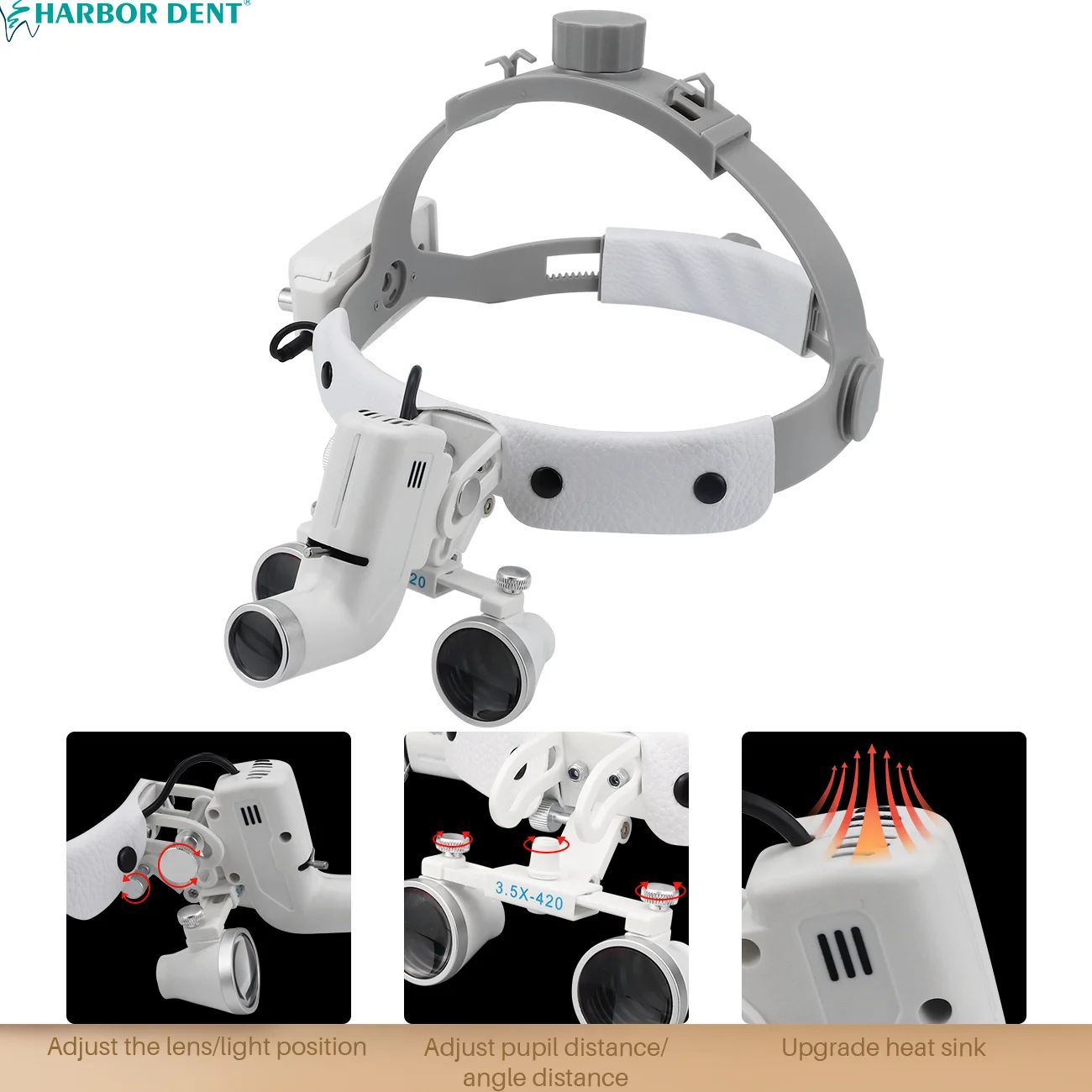 5W Focusserende Koplamp Met Medische Ent Loupe 2.5x 3.5x Medische Loupe Verstelbare Koplamp Kop-Mounted Chirurgische Koplamp