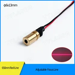 Ayarlanabilir odak D6X13mm 650nm 1mw 5mw 10mw kırmızı çizgi diyot odaklanabilir profesyonel lazer modülü Metal lazer bakır kafa