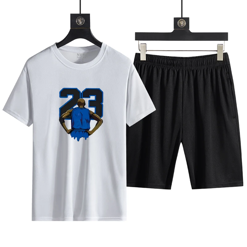 

Summer hot selling quick drying, breathable and refreshing sports loose casual short sleeved shorts, sports set, two-piece fitne