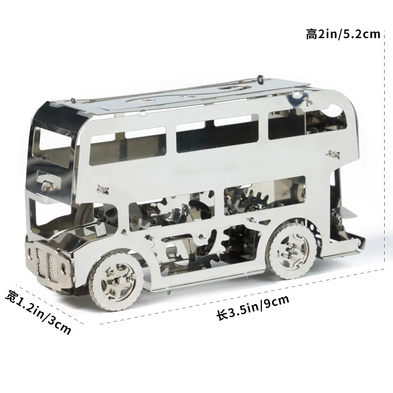 Adult High Difficulty Inertia Flywheel Gear Mechanical Transmission Double-decker Bus 3d Stereoscopic Metal DIY Assembly Model