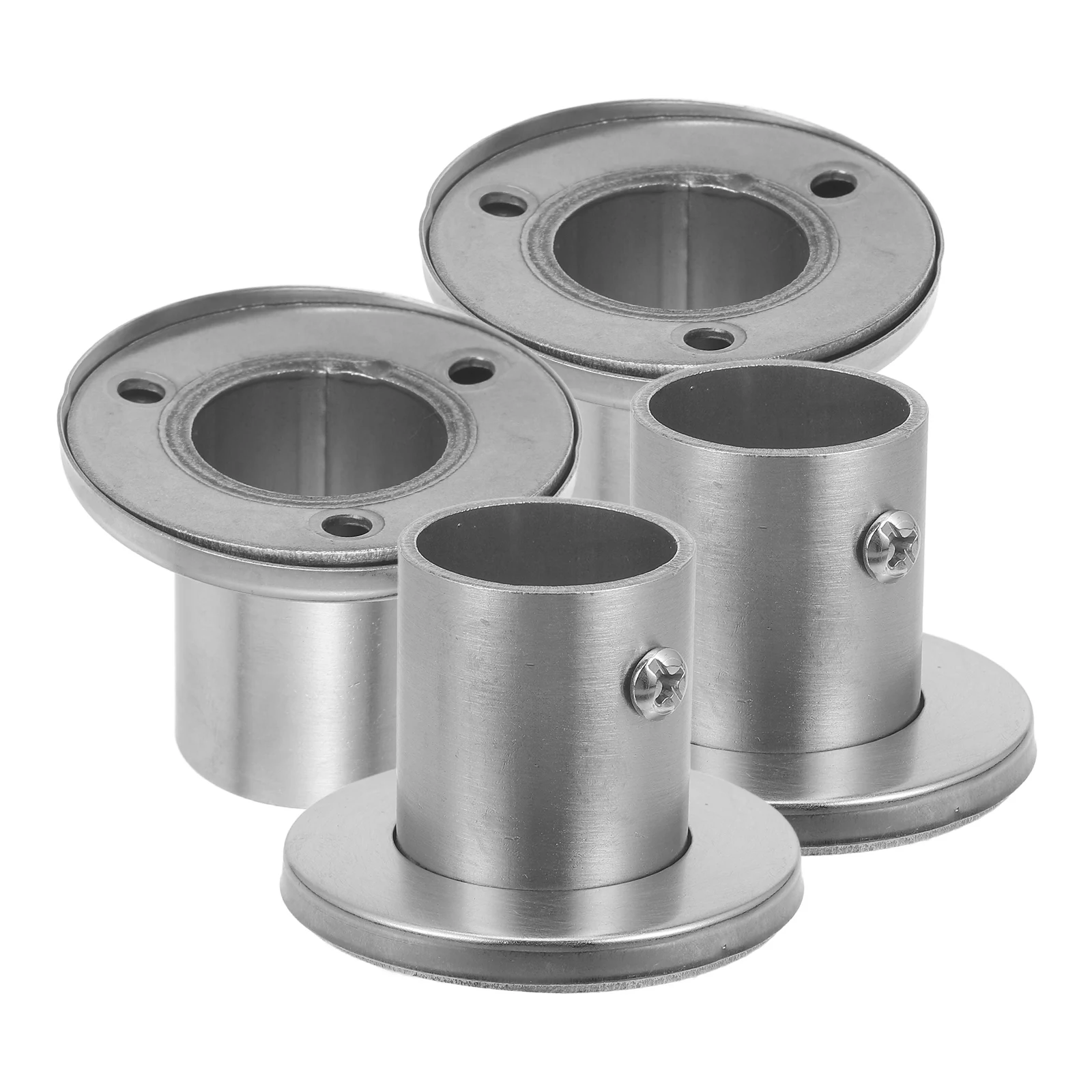 

4pcs Stainless Steel Curtain Bracket Flange Holder Shower Bath Closet Window Sturdy Easy Install Wardrobe Rod End