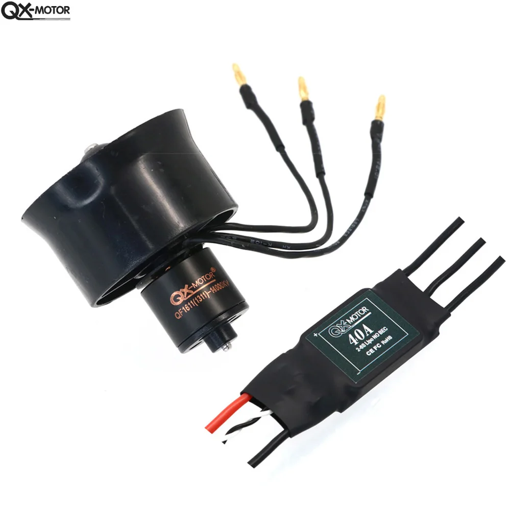 QX-Motor 30mm EDF 6 Blades Ducted Fan QF1611 Brushless Motor With 40A / 20A ESC 2-6S For DIY RC Airplanes Model Parts Car Model