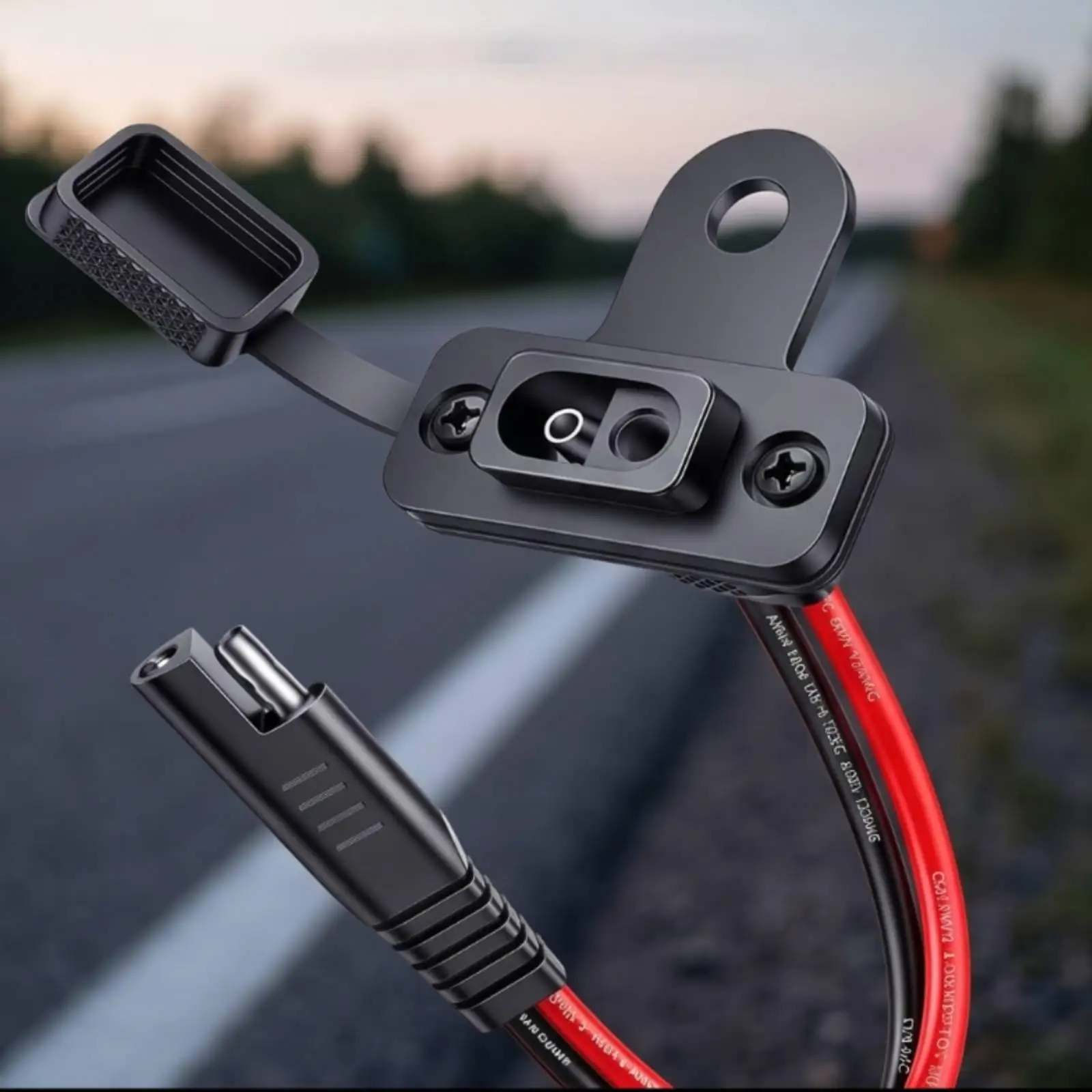 Motorcycle External Charging Port SAE Socket with Bracket Mounting Plate Reliable Copper Wiring for Simple Maintenance
