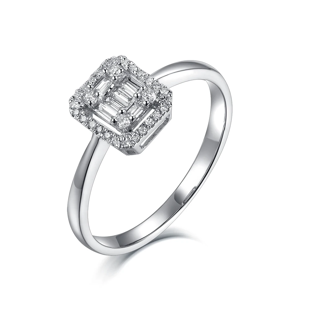 

New Trendy 18 K Gold Jewelry Diamond Baguette Cut Pave Engagement Ring for Ladies