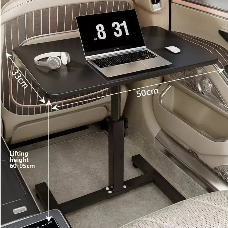 Foldable Vehicle Car Desk Height Adjustable 90° Thick Steel Frame Universal Passenger Seat Table for Eating Writing Study