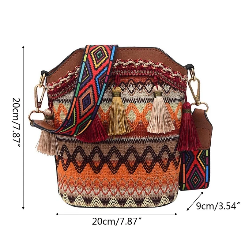 Женская винтажная этническая сумка на плечо с вышивкой в стиле бохо, хиппи, сумка-мессенджер с кисточками, пляжная сумка через плечо для девочек, кошелек для телефона, сумка