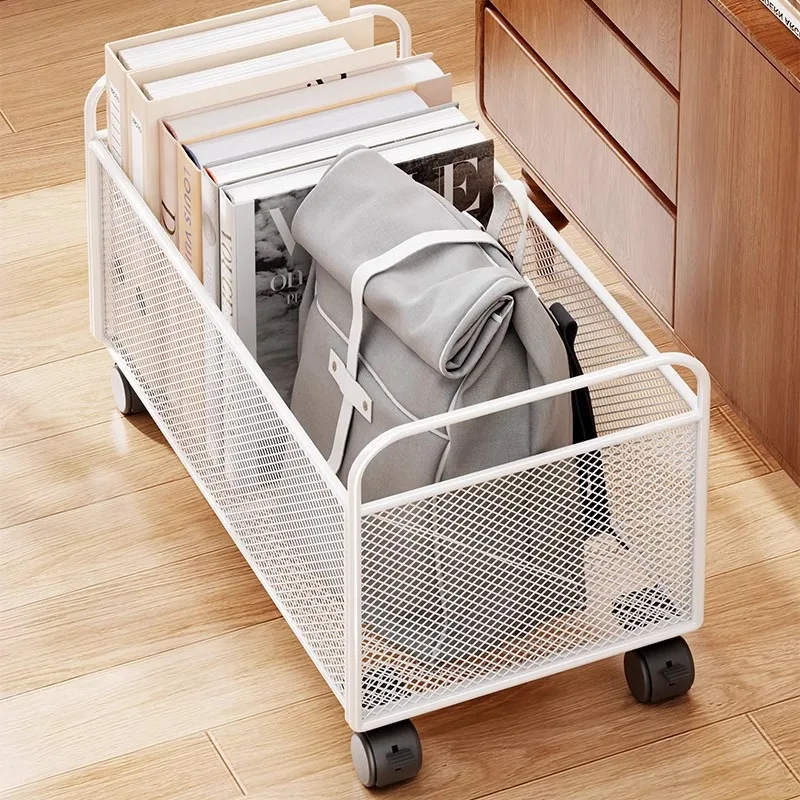 Removable desk, storage artifact, bedroom, books, easy to organize basket, floor standing small cart