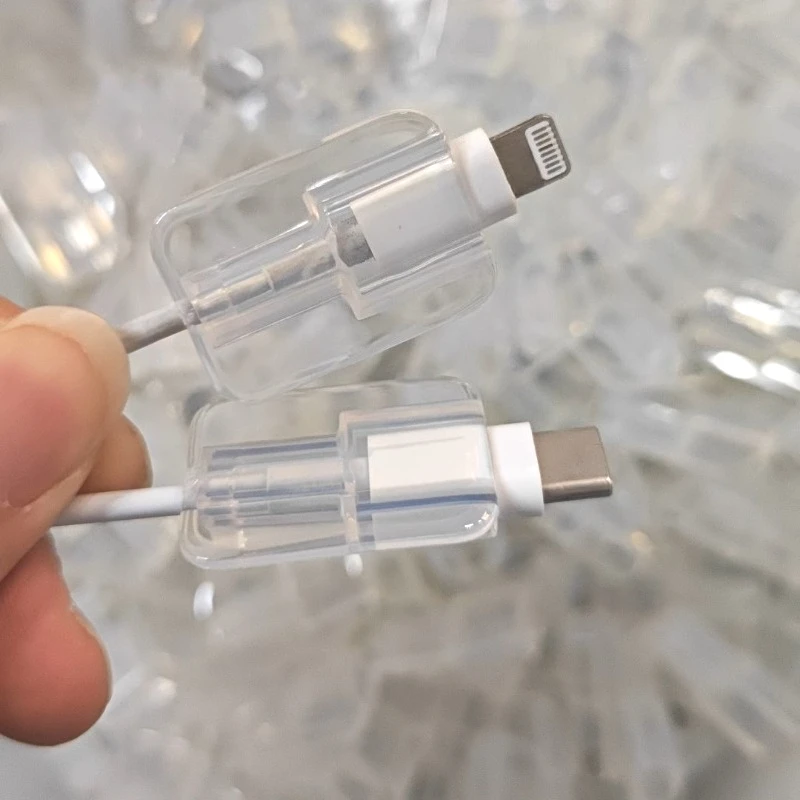 10pcs Soft Silicone Charger Cable Winder Fast Charging Cable Protector Sleeve for IPhone Data Cord Clear Case Clip, Cord Hider