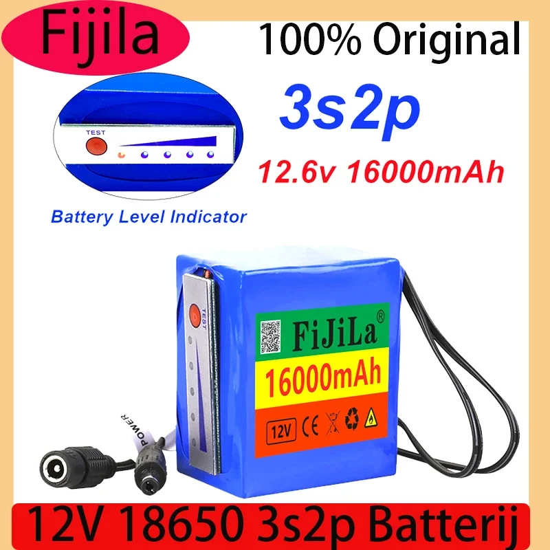 11.1V/12.6V Lithium Batterij 12V 18650 3s2p  16000Mah Indicator Light Voor Vis Detector Onderwater vissen Camera