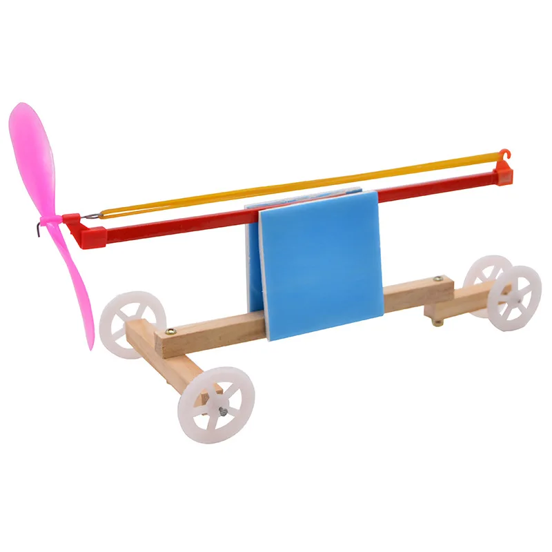 DIY Rubber Band Powered Race Car Kit, STEM Physics Experiment Teaching Model, Hand‑Assembly Wooden Car Model for Student