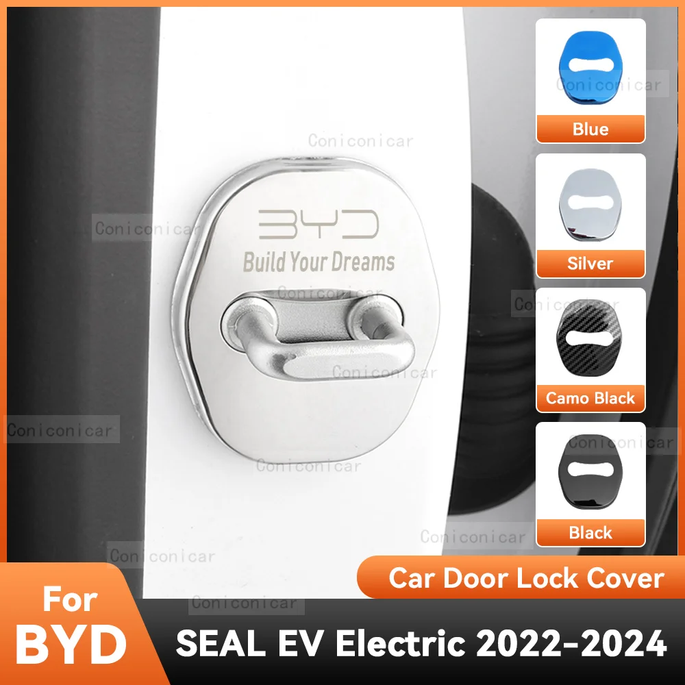 

For BYD SEAL EV Electric 2022-2024 Accessories Car Door Lock Protect Cover Emblems Case Stainless Steel Decoration Protection
