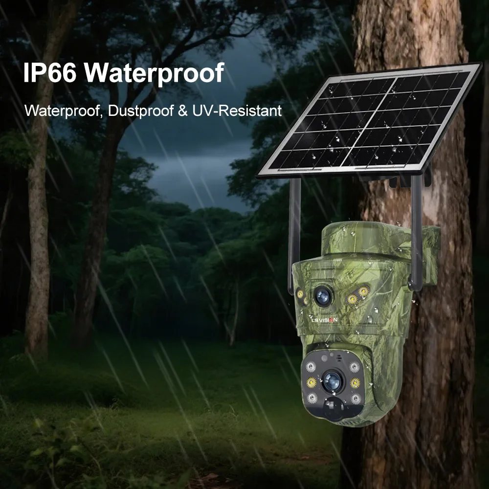 LS VISION Doppio Schermo 8MP 4G Telecamera Solare Wifi Telecamera di Sicurezza Esterna PIR Rileva Auto Tracciamento CCTV Caccia Trail Telecamere V380 Pro