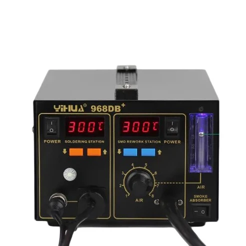 3 In 1 SMD Rework Station 968DB+ Soldering Station With Smoke Absorber ,Fast Heating and Auto Hibernate