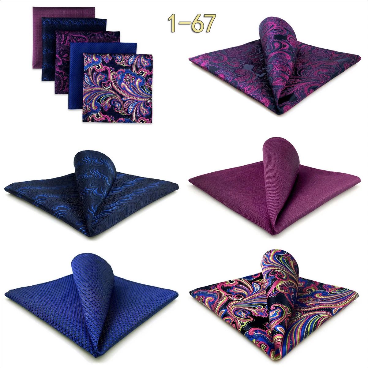 5 Pieces Mens Jacquard Pocket Square Set Multi Styles Handkerchief Suit Pocket Towel Hanky Vintage Business Accessories Gift