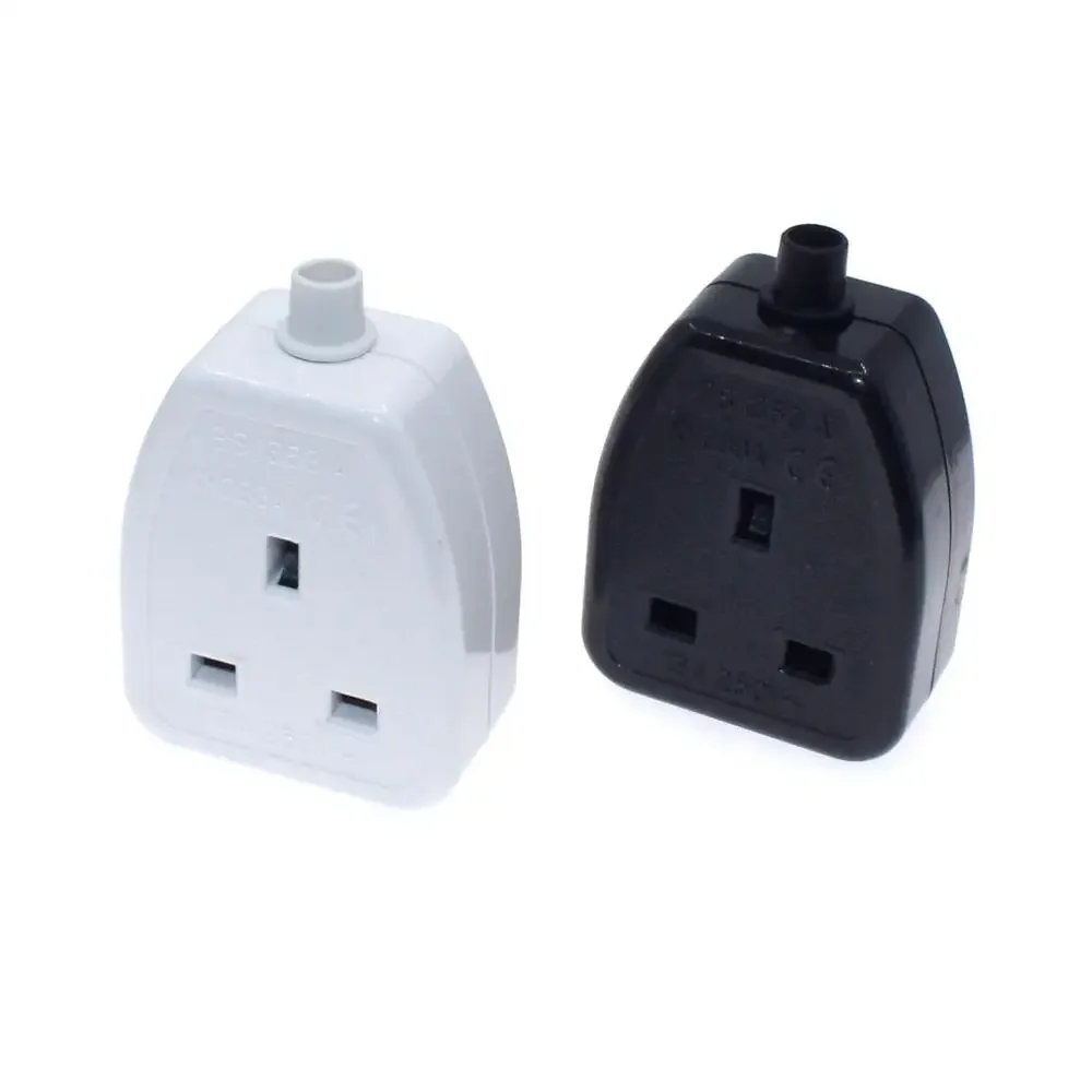 Картина 5: 13A 250V Британский стандарт гнездовой адаптер питания съемный шнур питания кабельный разъем белый/черный