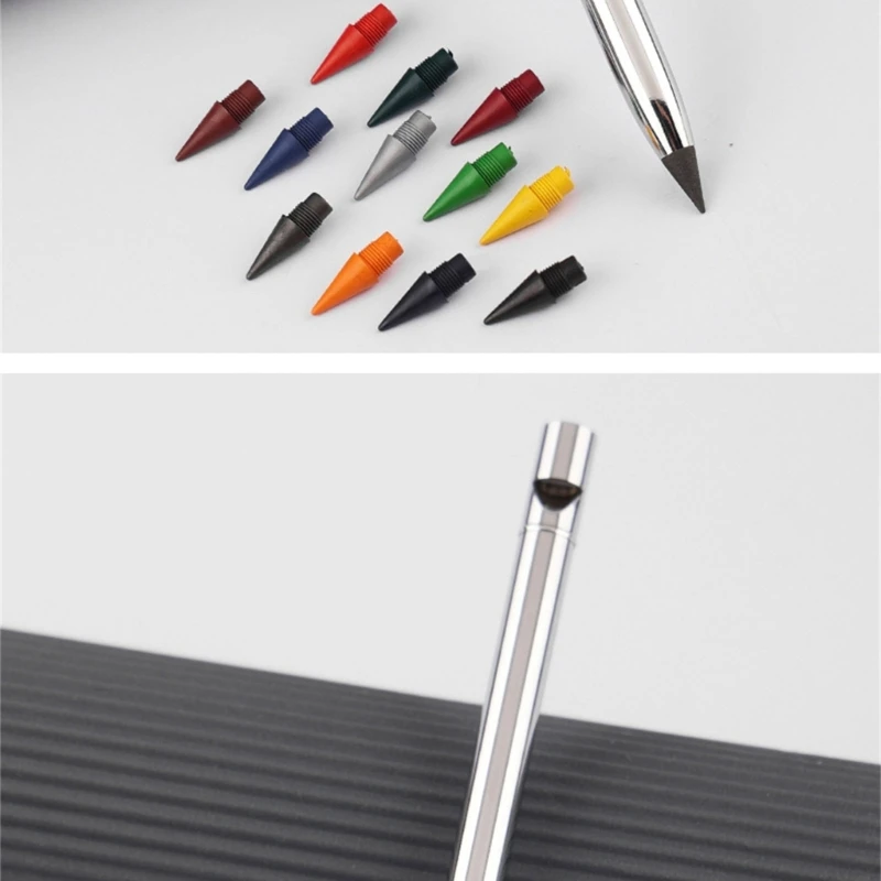 1PC Metal Inkless Pencil, pencil, Reusable Everlasting Pencil, Replaceable Nib Pencil with Replaceable Nib