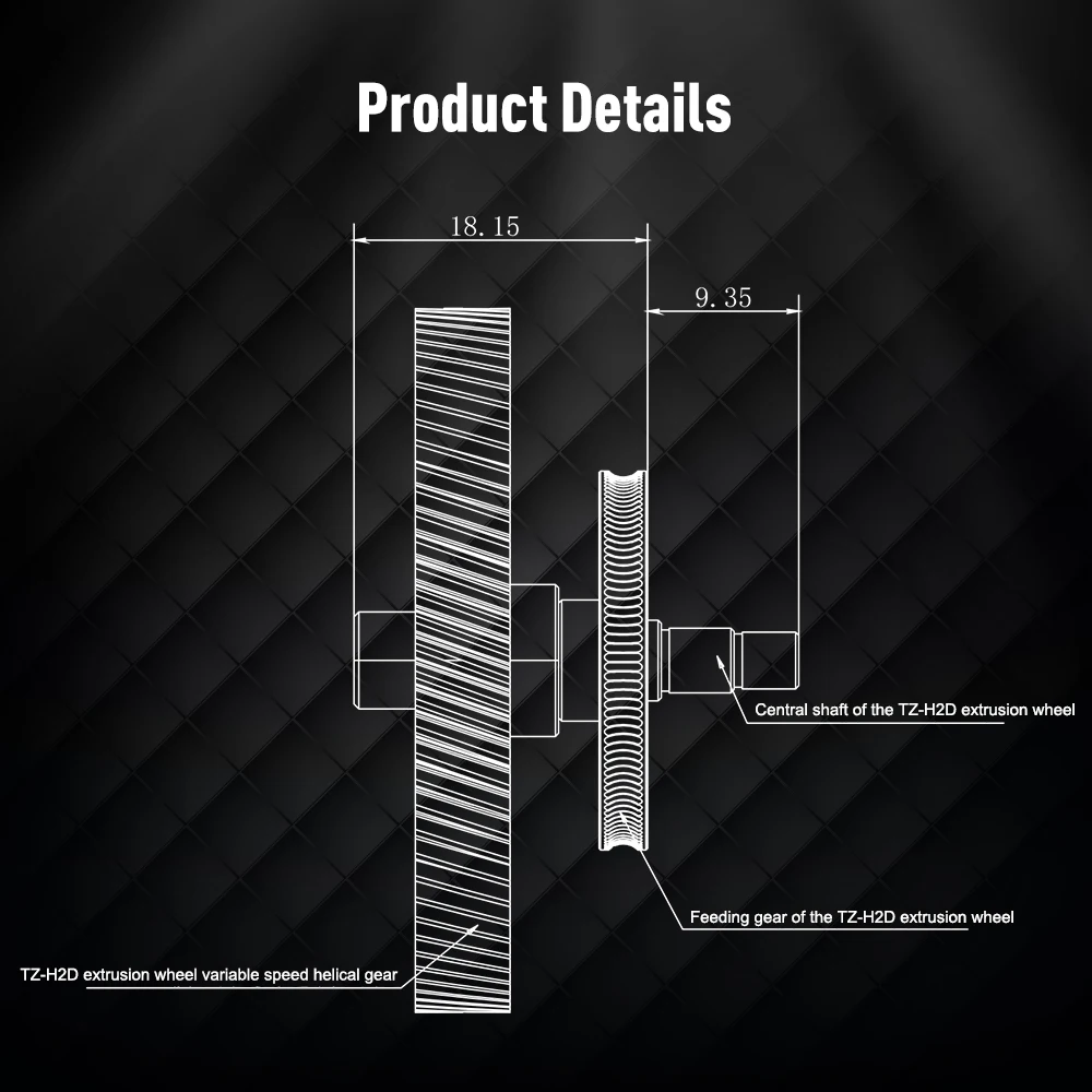 تروس الطارد لمختبر بامبو H2D المزدوج تروس حلزونية من الفولاذ المقسى لمختبر بامبو H2D قطع غيار طابعة ثلاثية الأبعاد عالية الجودة