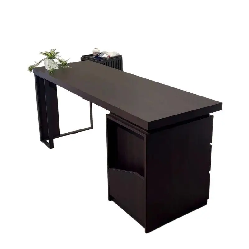 

Minimalist desk solid wood office table and chair household light luxury modern simple new sensor computer desk