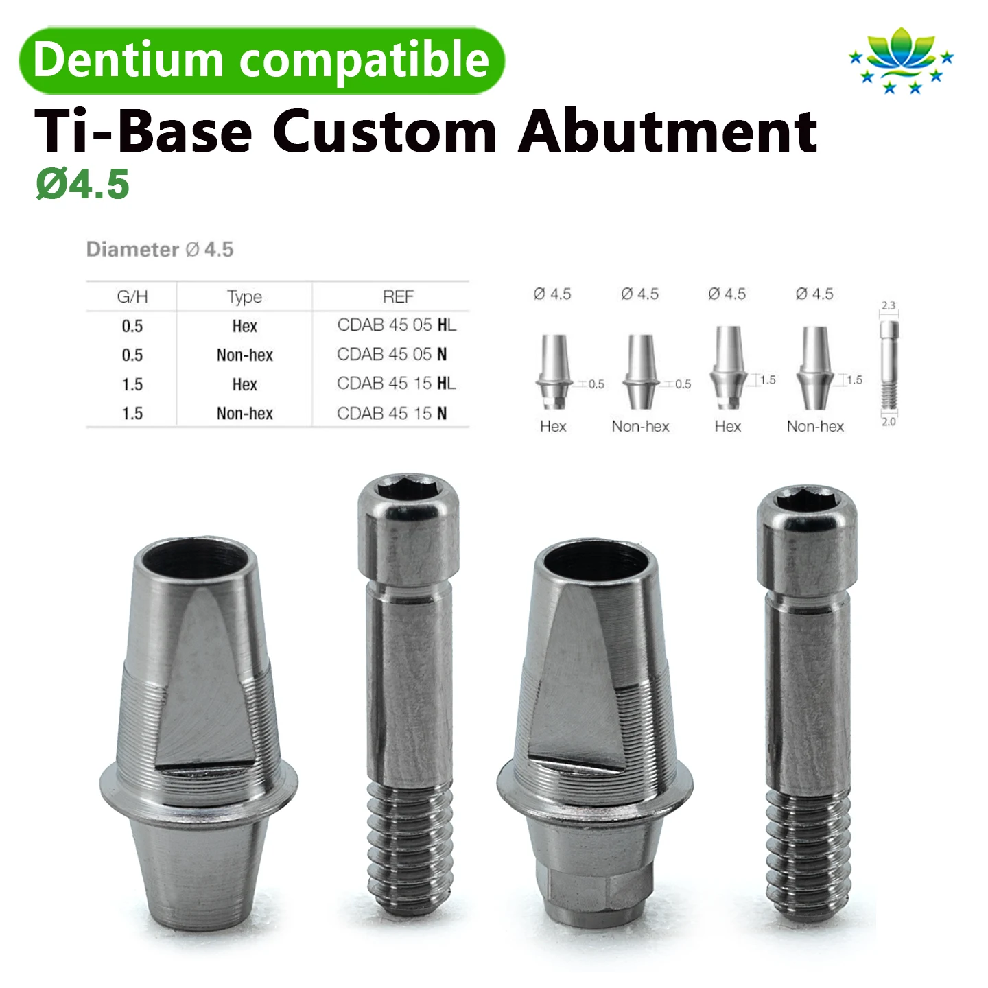 Dentium Compatible CAM Abutment Ti Base Grade TC4ELI Pre-milled Blank for CAD/CAM Prosthetic Crown Bridge Lab Solution OEM ODM