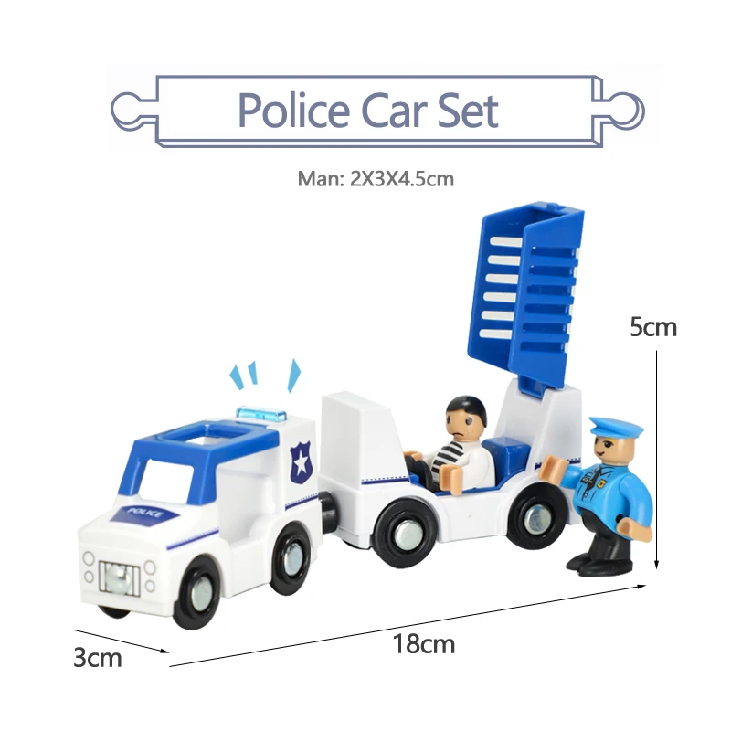 New Sound And Light Magnetic Toy Car Police And Carriage Of Prisoners Game Fit Wood Track Children Train Toy Gift