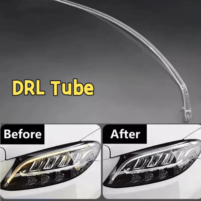 

Автомобильный DRL Light Guide Plate Tube Дневные ходовые огни для 2019 2020 2021, Mercedes Benz C Class, фара Angel Eye, акриловые пластины