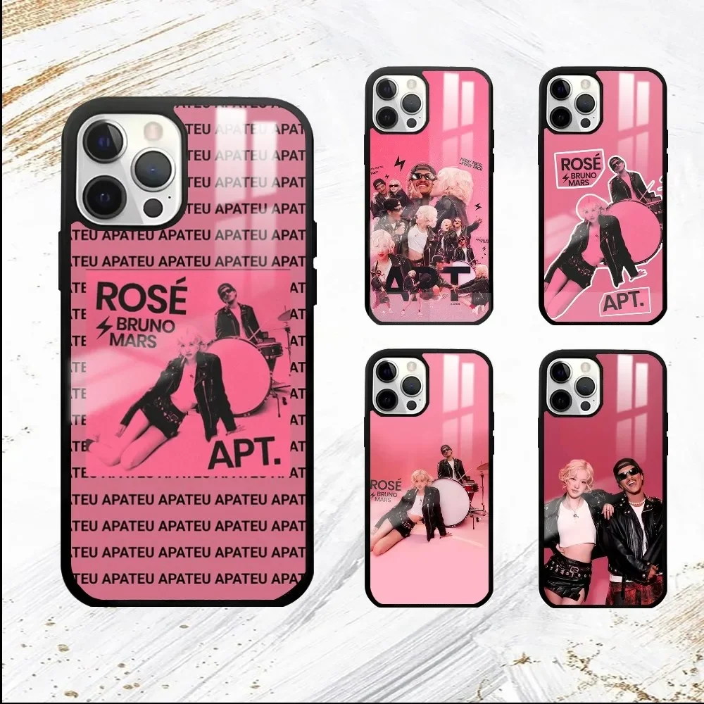 B-Bruno Mars Rose APT Phone Case For iPhone 16 15 14 13 12 11 Pro Max Plus Mini PC Fashion mirror phone case