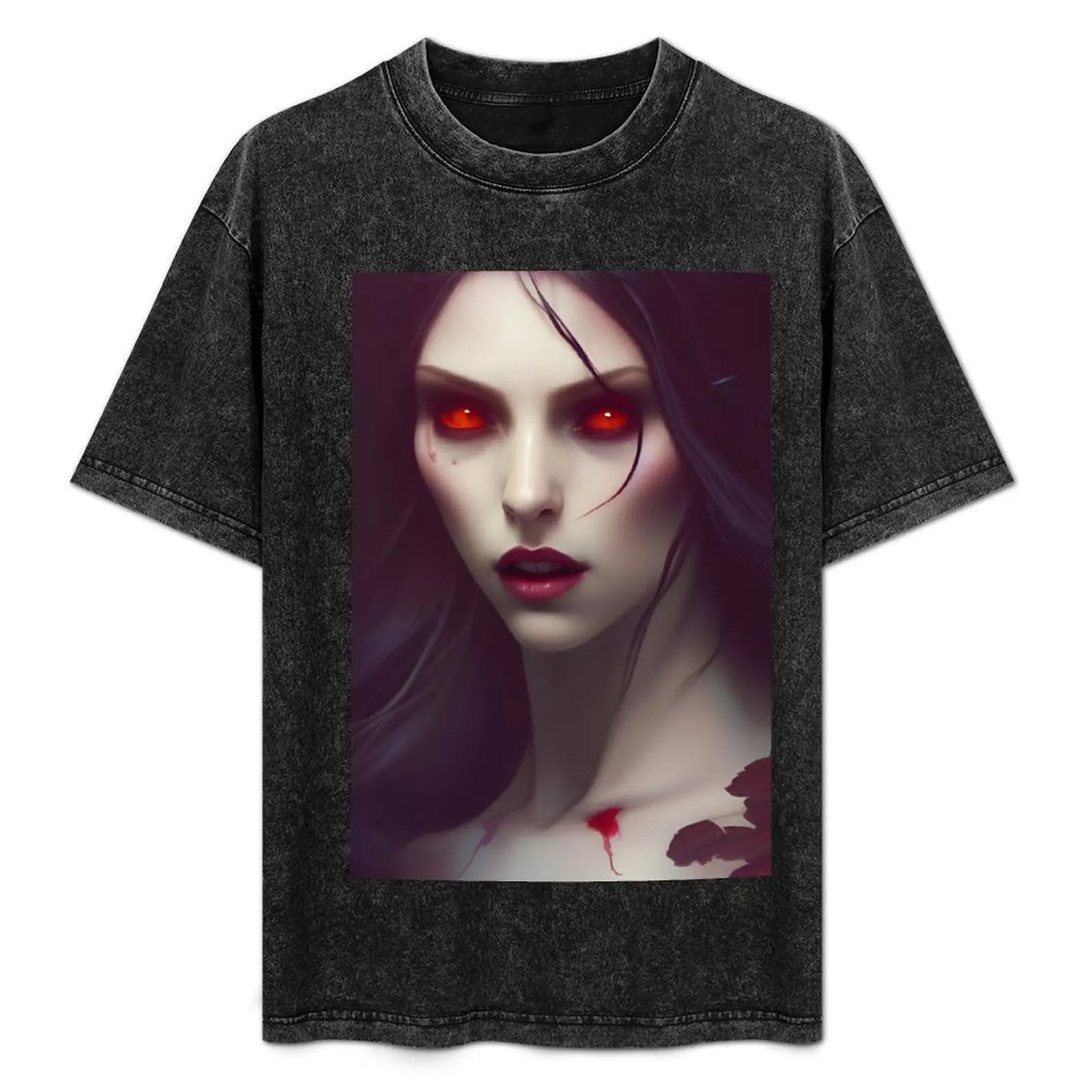 

Vampire Red Eyes Alluring Dark Beautiful Artwork T-Shirt anime vintage anime shirt graphic tee shirt T-shirts for men cotton