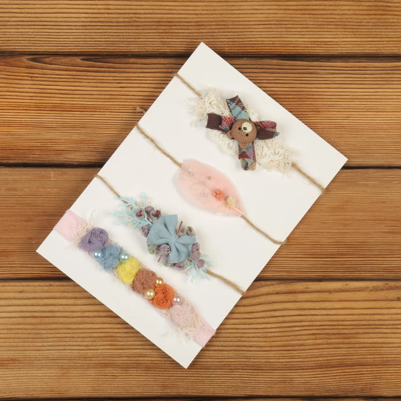 عصابات رأس للتصوير الفوتوغرافي لحديثي الولادة، عصابة شعر مصنوعة يدويًا على شكل زهور قابلة للتمدد، ربطات عنق للفتيات الصغيرات، دعائم تصوير لصور حديثي الولادة #3