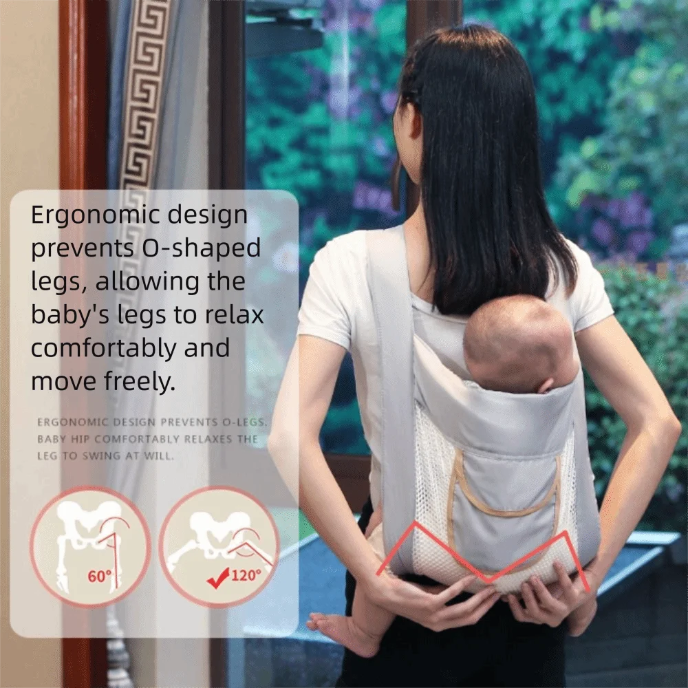 Ergonomiczny nosidełko dla niemowląt z oddychającą siatką podtrzymującą głowę, plecak dla niemowląt, dwustronne, z paskami krzyżowymi, torba do noszenia dziecka na zewnątrz.