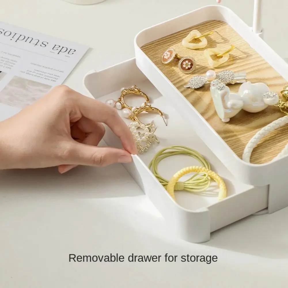 New Portable Jewelry Display Rack Earrings Necklaces with Wooden Base Desktop Storage Box with Drawer Box Key Storage Rack