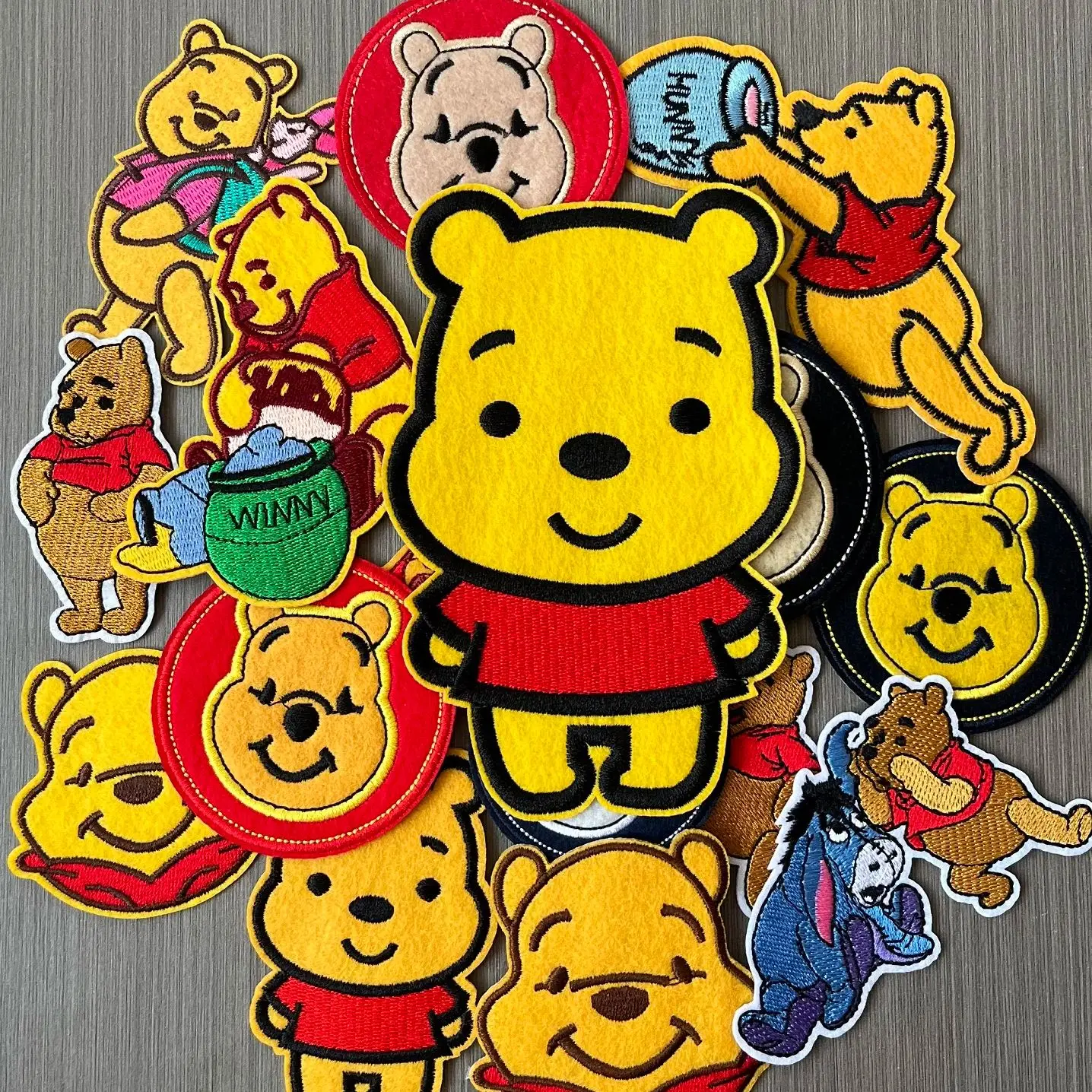 16Pcs Cartoon Cute Bear Winnie the Pooh Patch For DIY Sew on Child Clothe Ironing Patches Jeans Embroidered Applique Wholesale