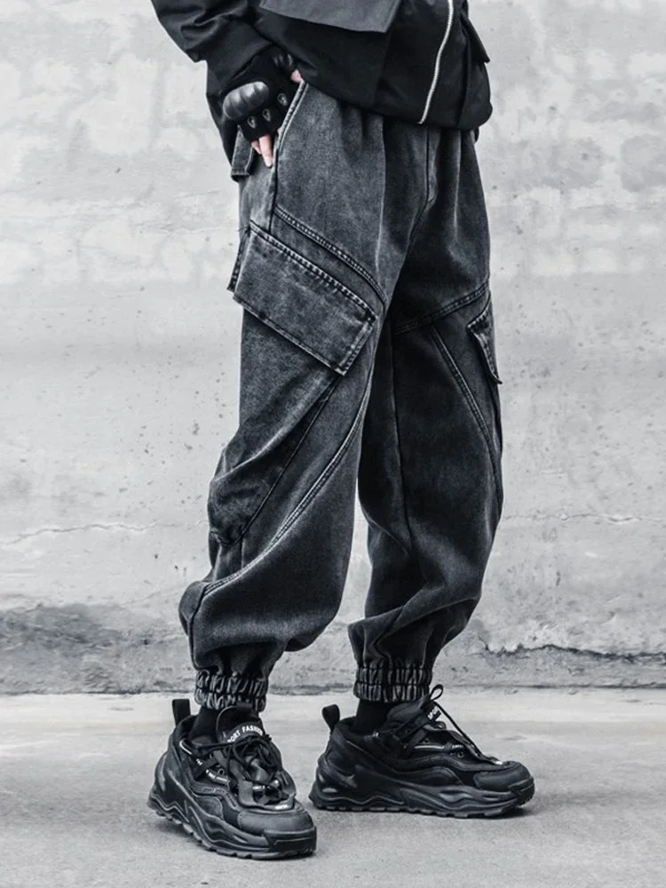 2023 High Street Punk Hip Hop Wide Leg Baggy Jeans Men Washed Vintgae Street Casual Cargo Pants Pantalones Hombre