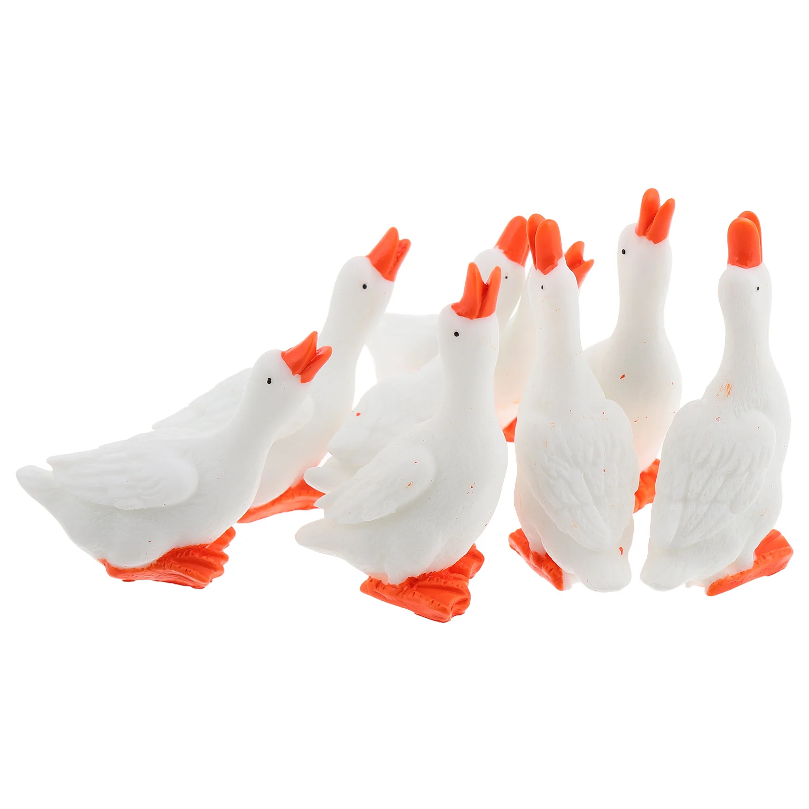 

8pcs Goose Ornaments Resin Animal Figurines Desk Decor Photo Props Gardening Statue Landscape Model