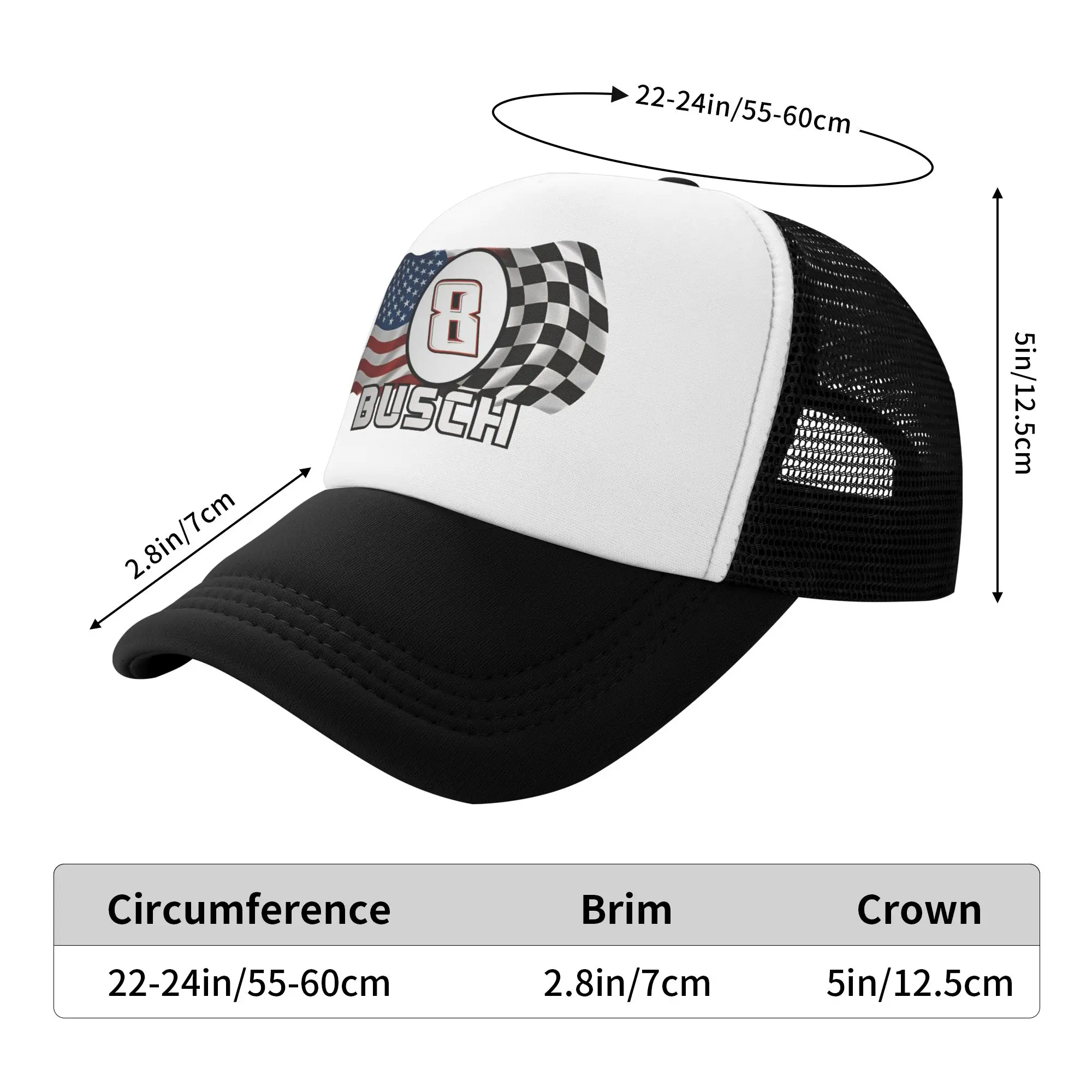 Mesh Sun Hats Kyle Busch AmericanCheckered Flag Summer Trucker Hat For Men  Casual Hunting Camping Baseball Caps