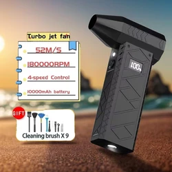 180000 RPM Taşınabilir Turbo Fan 52 m/s Rüzgar 10000 Mah Elektrikli Hava Silgi Ayarlanabilir rüzgar hızı Turbo Şiddetli Üfleyici Araba Temizleme