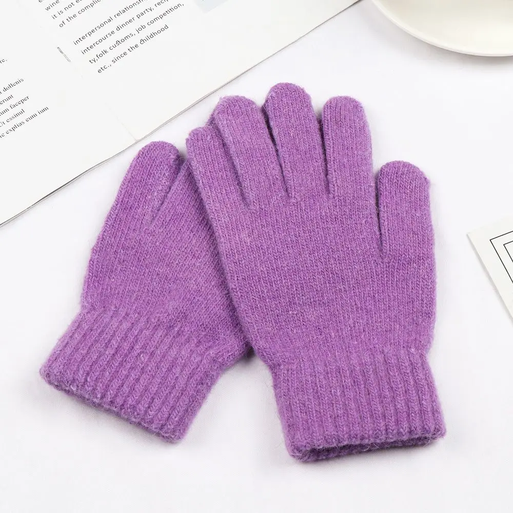 Winter Elastic Women Warm Knitted Full Finger Gloves Men Solid Woolen Mittens Fashion Thick Warm Cycling Driving Gloves