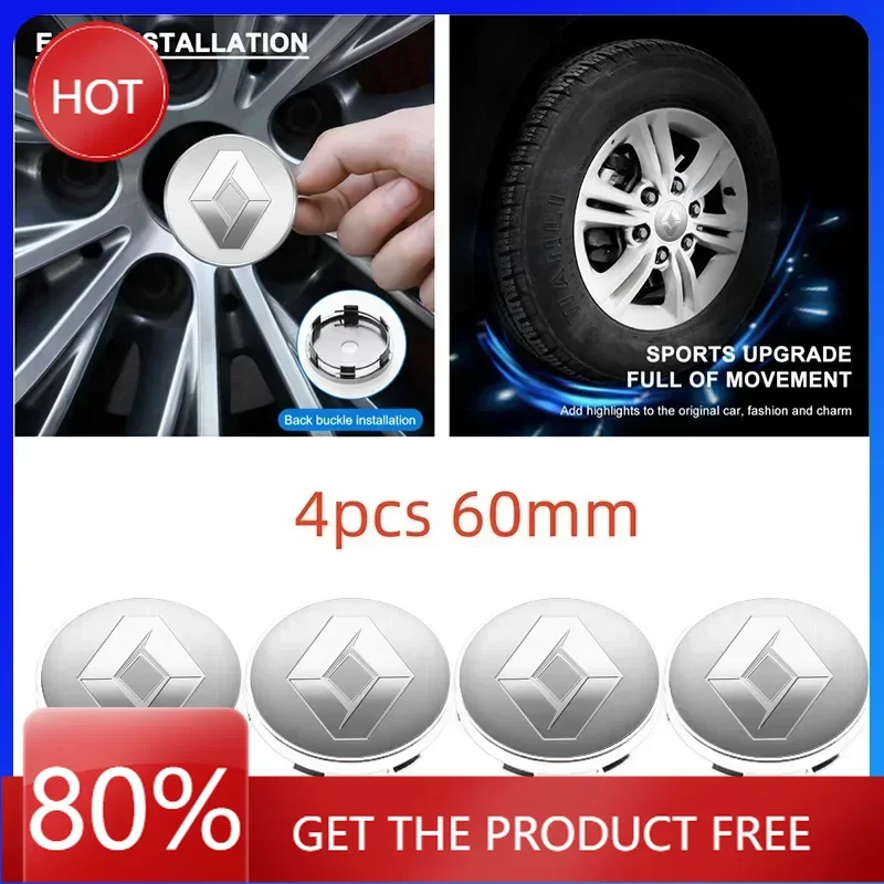 

2026 Горячие колпаки для ступиц Renault 4 шт. 60 мм для Renault Megane 2 3 4 Twingo Clio Talisman Captur Trafic Kwid RS Центральная ступица колес автомобиля