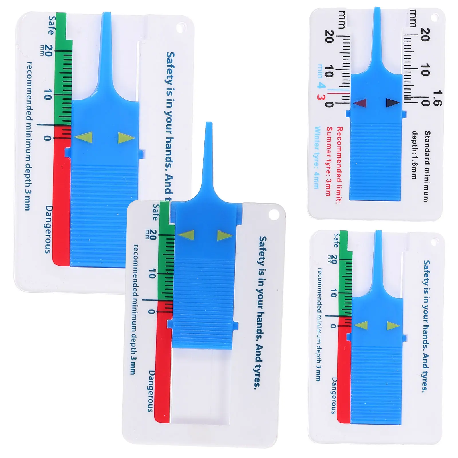 4 pcs Tire Tool Car Repair Halloween Christmas New Year Car Tire Tread Gauge Portable Design Car Detailing Shop Digital