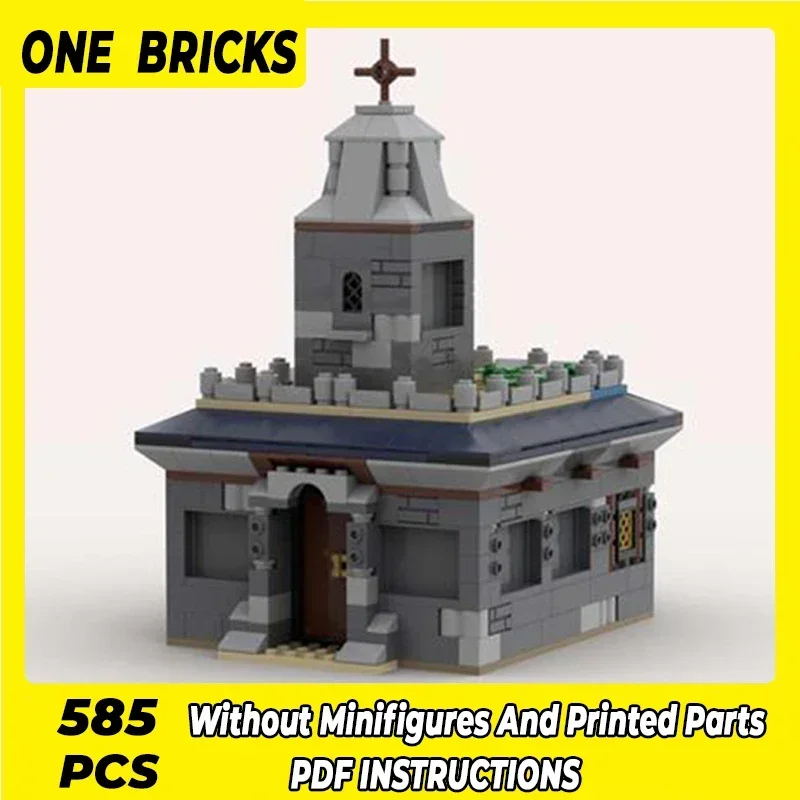 Moc Building Blocks Modular Street View Medieval Church Technical Bricks DIY Assembly Construction Toys For Child Holiday Gifts