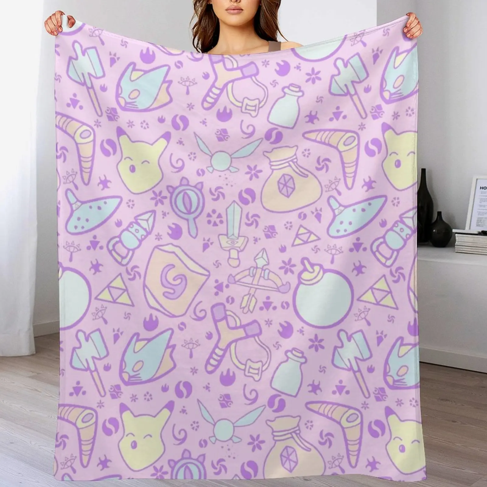 Zelda Doodlez (Pink Pastel ver.) Throw Blanket