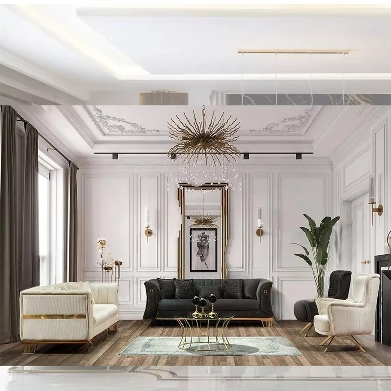 

# High End Seats Couches Luxury Living Room Sofa Up-holstered Living Room Furniture Gold Decor Sofa Set Furniture