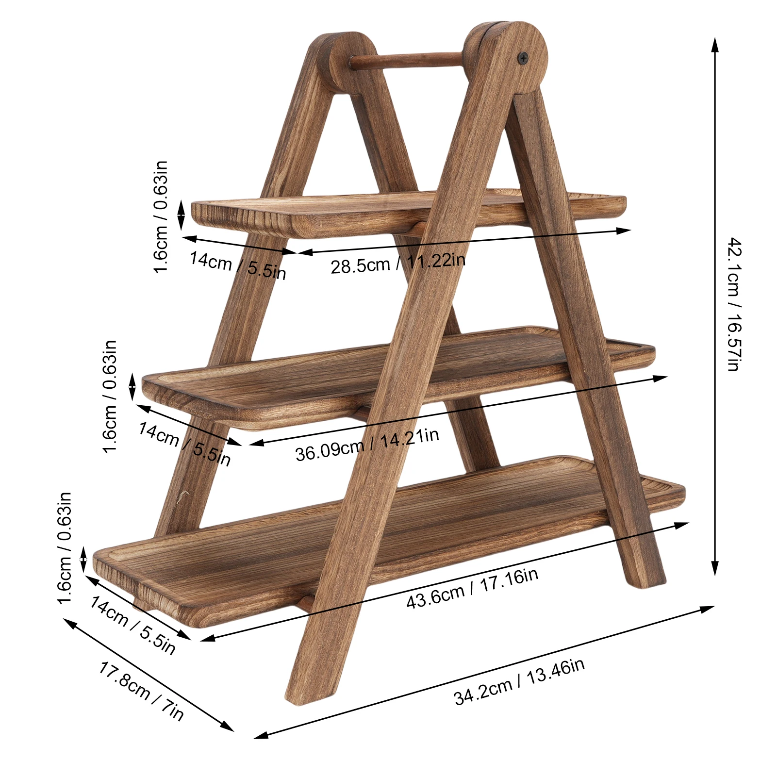 صينية خشبية متدرجة للمزرعة، صينية تقديم خشبية من 3 طبقات، طبق مستطيل، صينية طبقات للمزرعة الخشبية #4