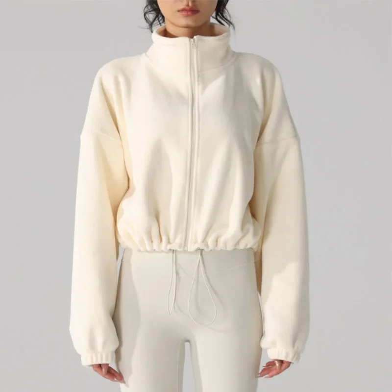 

Осень-зима женские спортивные куртки из овечьего флиса женские теплые верхняя одежда для бега в тренажерном зале однотонные женские пальто на молнии с длинными рукавами