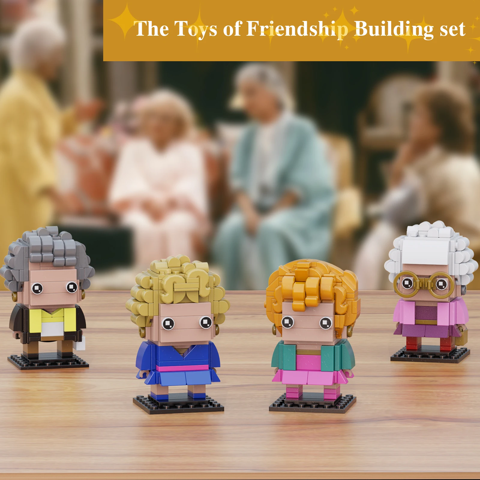 MOC-Conjunto de bloques de construcción para niños y niñas, Set de figuras de niña dorada 4 en 1 con Freddy Zbornak,Rose Nylund,Ideas BrickHeadZ, juguetes para niños y niñas, regalos